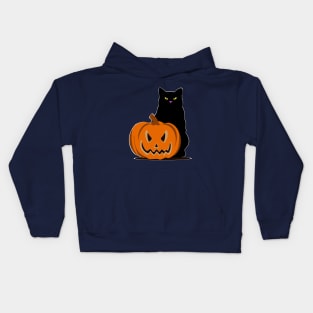 Black cat and pumpkin Kids Hoodie